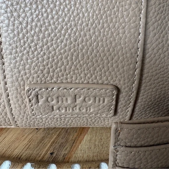 Pom Pom London Original Crossbody Bag Purse Stone Beige NEW - Picture 7 of 16